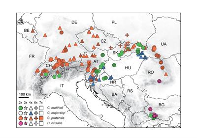 So Closely Related and Yet So Different: Strong Contrasts Between the Evolutionary Histories of Species of the Cardamine pratensis Polyploid Complex in Central Europe